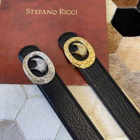 新品Stefano  Ricci史蒂芬.尼治专柜款3.8cm男士老鹰金属扣搭配头层牛皮大象纹理腰带