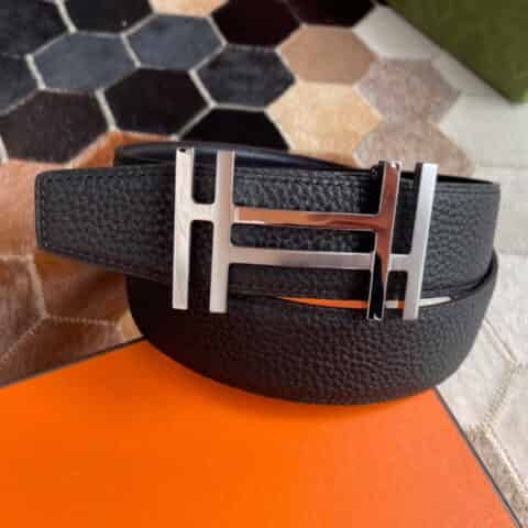 Hermes爱马仕    精钢焊点双H搭配专柜最新底皮原版皮荔枝男款3.8cm腰带