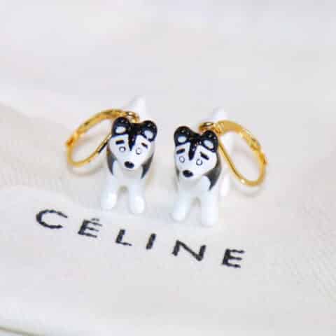 新款Celine赛琳哈士奇耳钉耳环