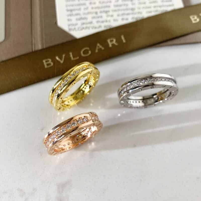 BVLGARI宝格丽窄版带钻戒指