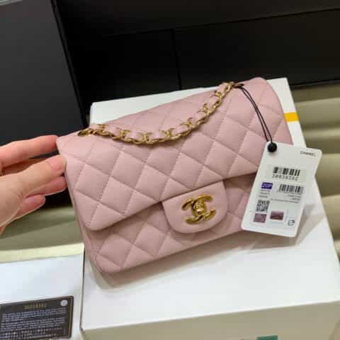 Chanel至尊版本纯原厂CF20大mini Classic flap bag A01116球纹粉色