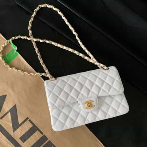 Chanel香奈儿 CF23 Classic flap bag A01113白色球纹牛皮