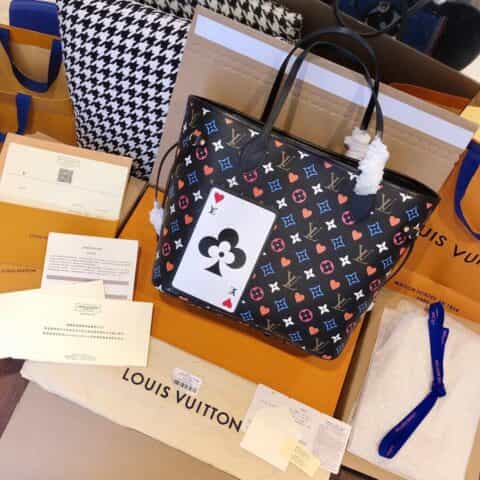 Louis Vuitton LV Game On Neverfull MM 扑克牌购物袋 M57483