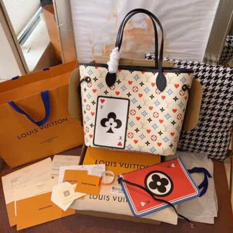 Louis Vuitton LV Game On Neverfull MM 扑克牌购物袋 M57462