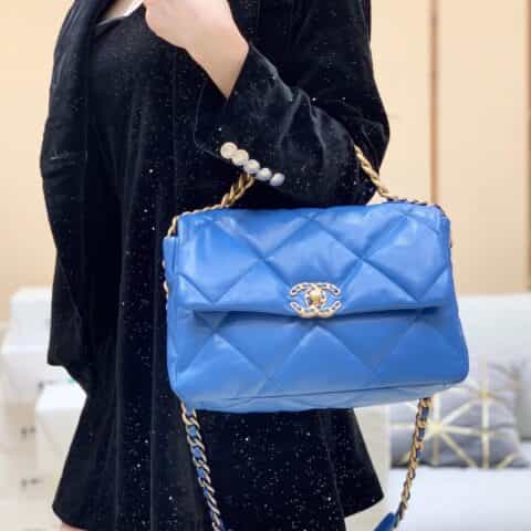Chanel香奈儿 19 Flap Bag AS1161中号30CM蓝色