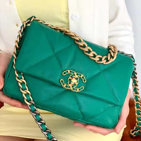 Chanel香奈儿 19 Flap Bag AS1160小号26CM绿色