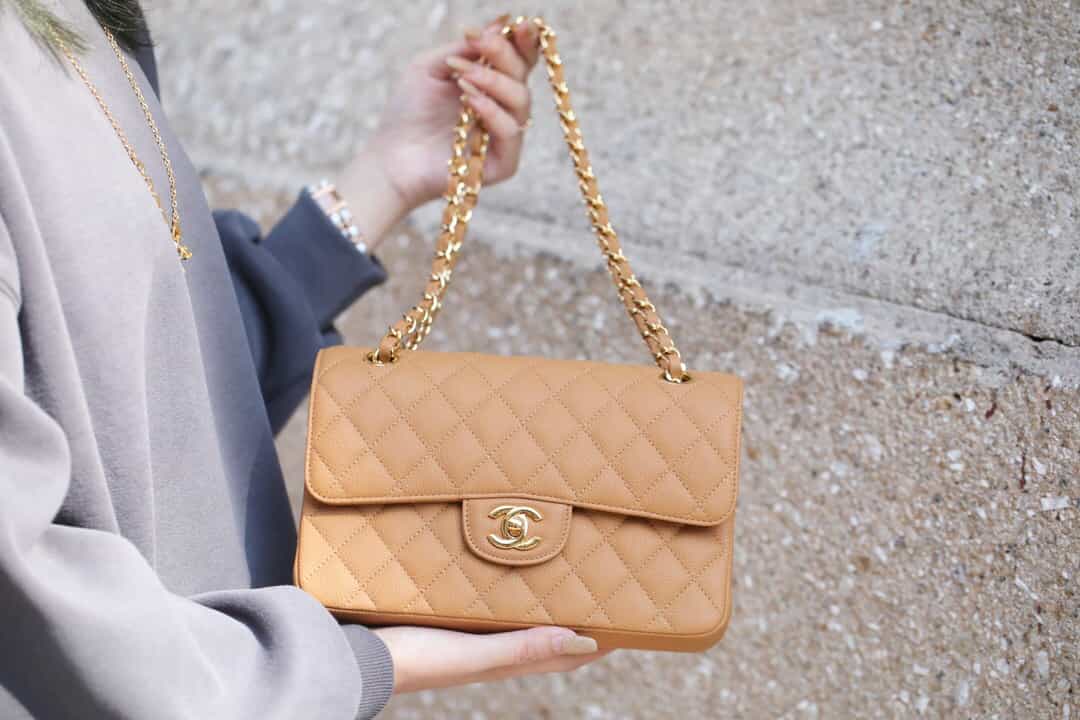 Chanel CF23 Classic flap bag A01113杏色名媛网