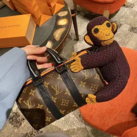 Louis Vuitton LV Keepall XS 猴子玩偶手提包 M80118