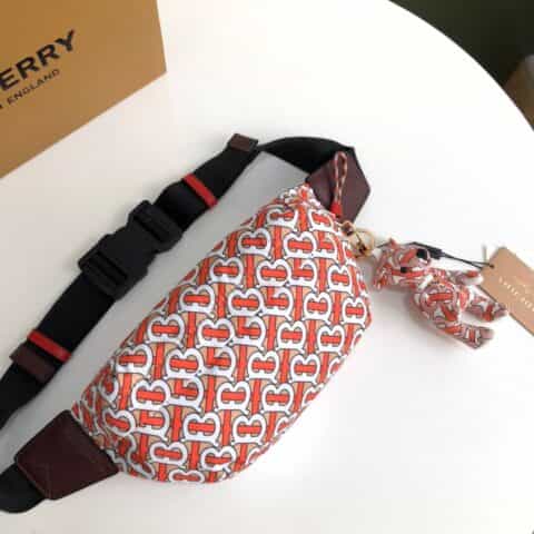 Burberry巴宝莉尼龙材质装饰提花精纺品牌徽标腰包