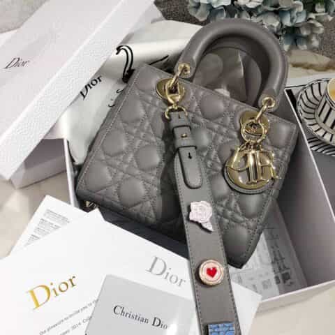 Dior My Lady徽章系列戴妃包 灰色