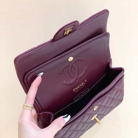 Chanel CF23 Classic flap bag A01113球纹牛皮葡萄紫