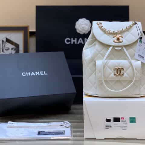 Chanel 小香2020早春新款双背包 AS1371白色