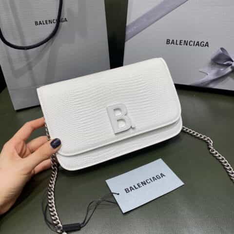 Balenciaga B wallet on chain 豆腐包 593615蜥蜴纹白色白扣