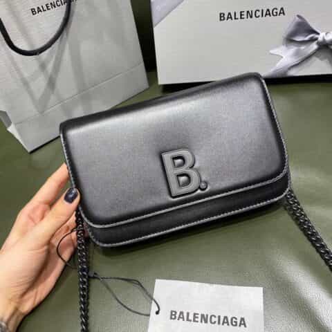 Balenciaga B wallet on chain 豆腐包 593615平纹黑色黑扣