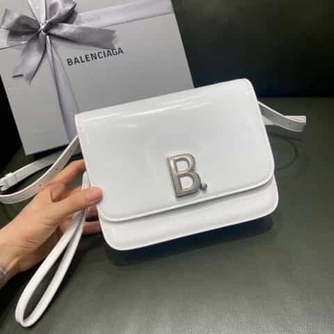 Balenciaga B.Small Bag 豆腐包 618156平纹白色银扣