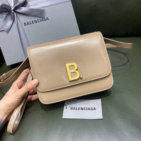 Balenciaga B.Small Bag 豆腐包 618156平纹杏色金扣