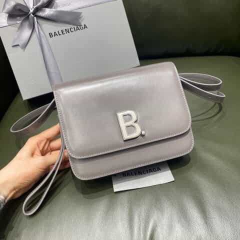 Balenciaga B.Small Bag 豆腐包 618156平纹灰色银扣