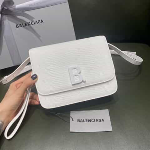 Balenciaga B.Small Bag 豆腐包 618156蜥蜴纹白色白扣