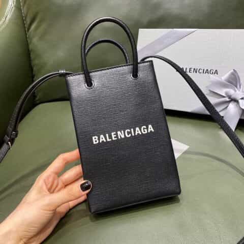 Balenciaga Shopping Bag 牛皮购物纸袋包 593826黑色