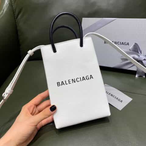 Balenciaga Shopping Bag 牛皮购物纸袋包 593826白色