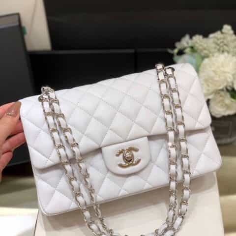 Chanel CF23 Classic flap bag A01113白色羊皮