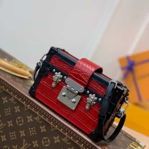 Louis Vuitton LV Petite Malle 盒子斜挎包 N94030鳄鱼纹红色