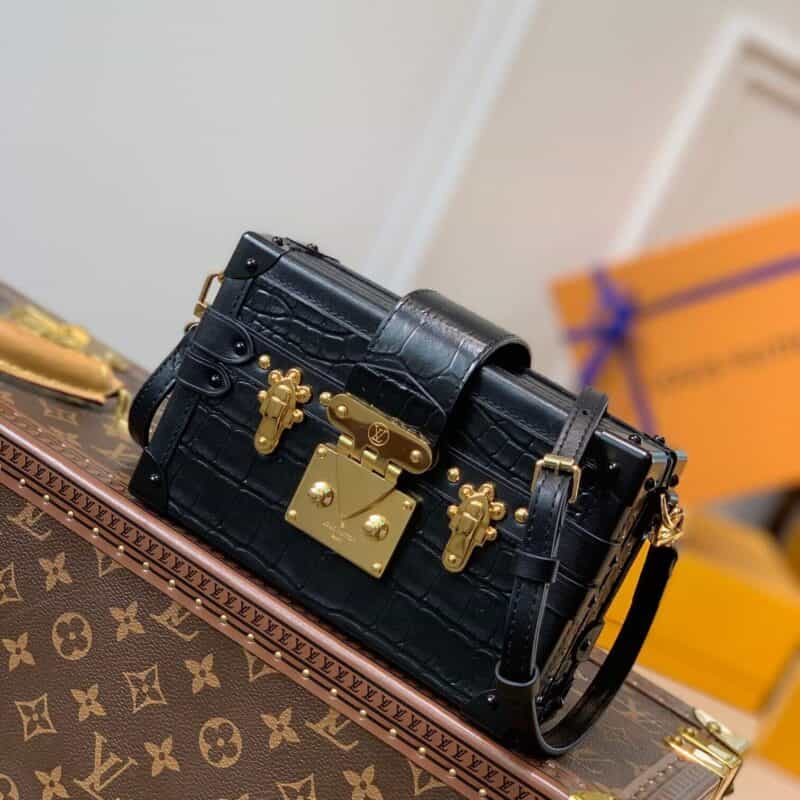 Louis Vuitton LV Petite Malle 盒子斜挎包 N93144鳄鱼纹黑色