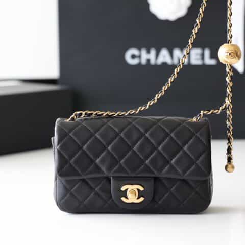 Chanel Flap Bag CF羊皮大Mini金球包 AS1787黑色