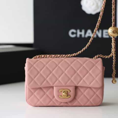 Chanel Flap Bag CF羊皮大Mini金球包 AS1787粉色