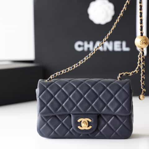 Chanel Flap Bag CF羊皮大Mini金球包 AS1787深蓝色