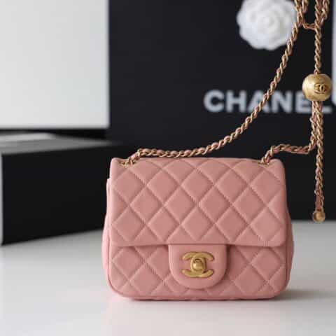 Chanel Flap Bag CF Mini羊皮方胖子金球包 AS1786粉色
