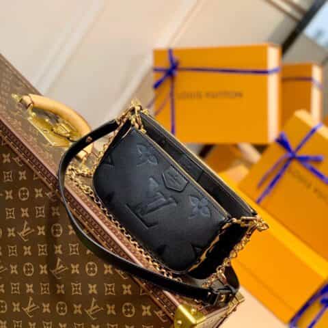 Louis Vuitton LV Multi Pochette Accessoires豹纹麻将包 M58520黑色