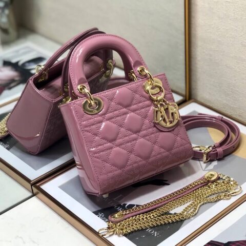 Lady Dior Mini  🍡17cm 三格漆皮戴妃包 M0505紫粉