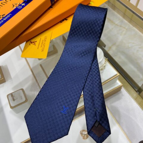 LV路易威登100%顶级提花真丝L格子图案领带