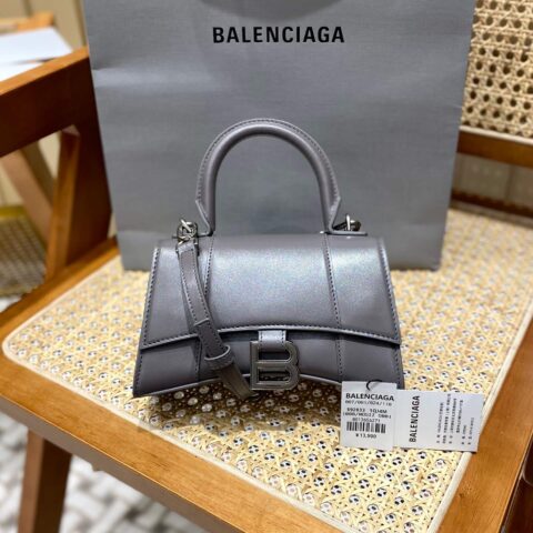 Balenciaga Hourglass XS 19CM BAG 平纹沙漏包 592833灰色/银扣