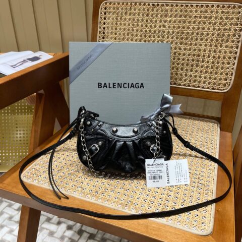 Balenciaga Le Cagole Mini 20CM 黑色平纹月牙包 695814