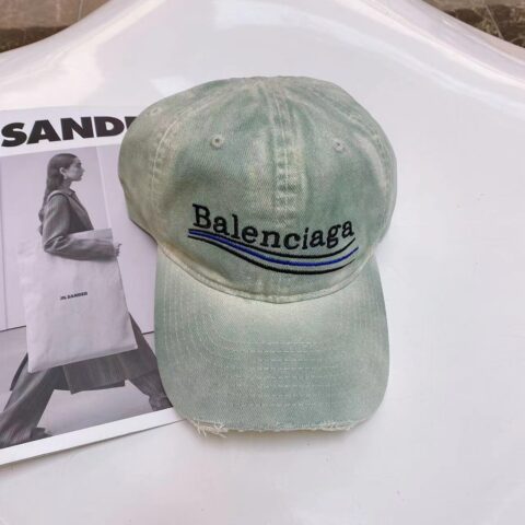 BALENCIAGA巴黎世家新款洗水烟灰色帽檐字母logo棒球帽
