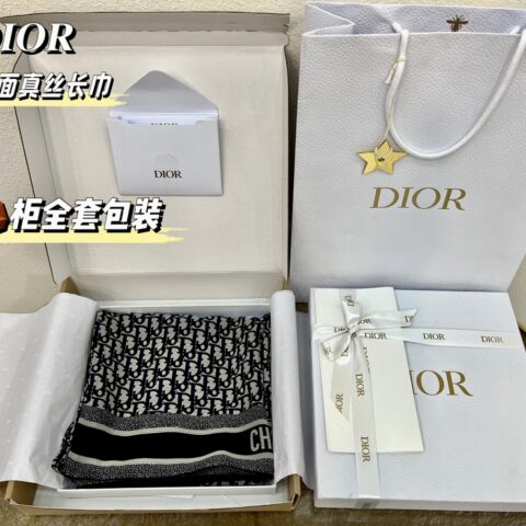 Dior迪奥Oblique 印花双层真丝长巾