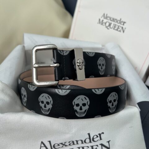 Alexander McQueen 亚历山大麦昆  镏金带标金属扣女款腰带