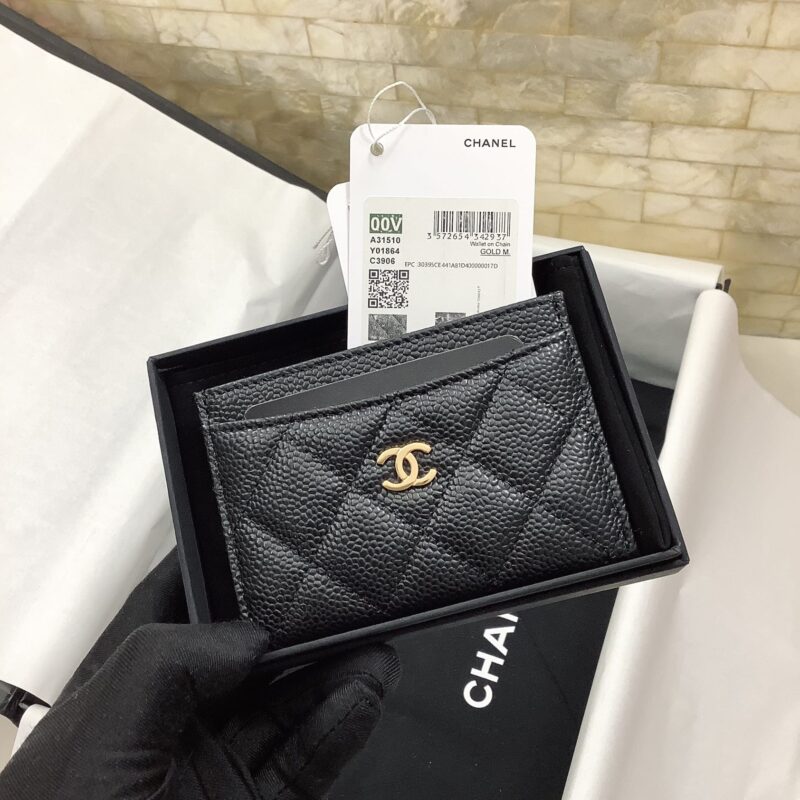 Chanel 原单进口球纹卡包 A31510黑色/金扣