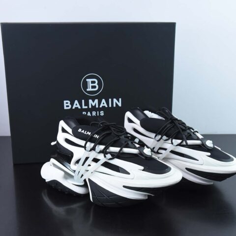 BALMAIN 巴尔曼 独角兽 复古老爹鞋/黑白