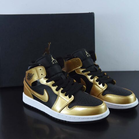 Air Jordan 1 Mid GS"Metallic Gold"AJ1乔丹一代中帮“金色黑金”高帮篮球鞋 DR6967-071
