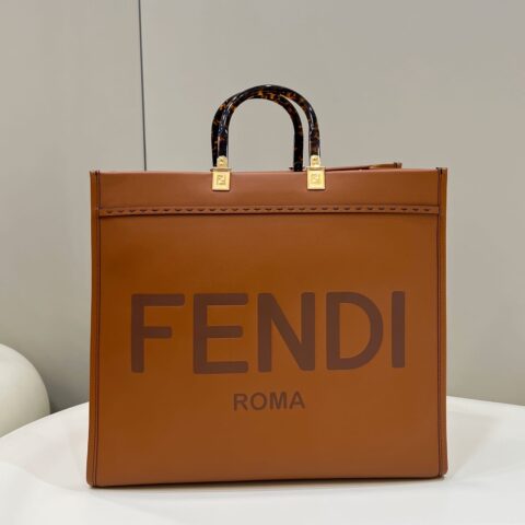 FENDI芬迪烫印“FENDI ROMA”图案手提购物袋8266