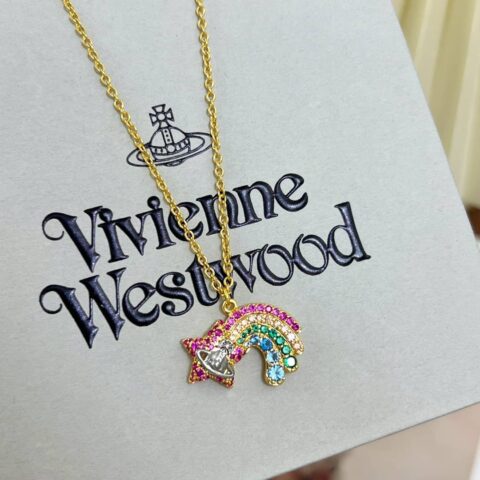 新款☑️ Vivienne Westwood西太后土星满钻彩虹项链