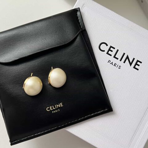 新款Celine赛琳圆形珍珠耳钉耳环