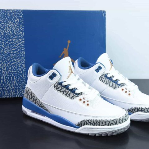 Air Jordan 3  Retro  "White  and  True  Blue" 奇才 耐磨  复古篮球鞋 白蓝  货号：CT8532-148