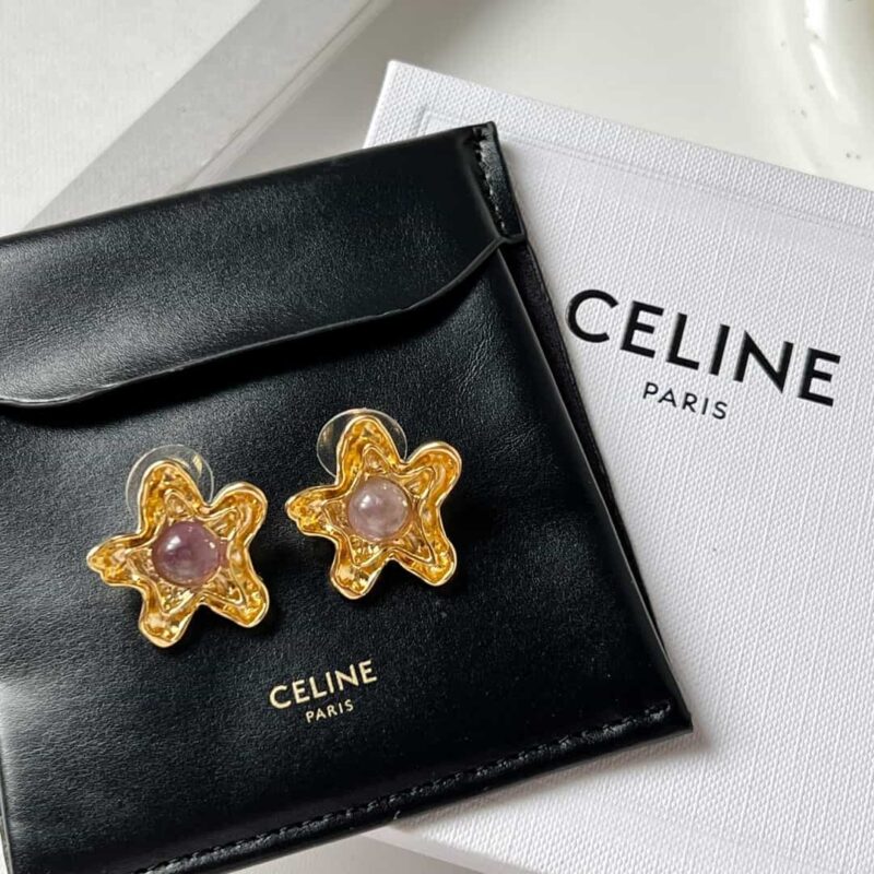 新款Celine赛琳五角星紫水晶耳钉耳环