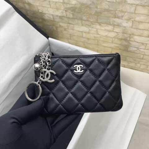 Chanel 22 Handbag Metallic Calfskin AS3261 Gray Gold Metal With Gold