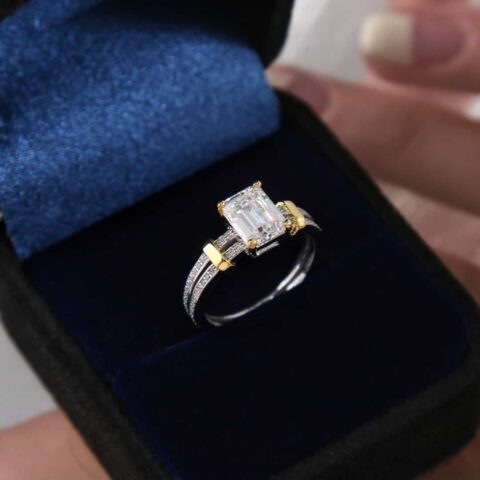 新款☑️TIFFANY&Co.蒂芙尼分色方形白钻戒指