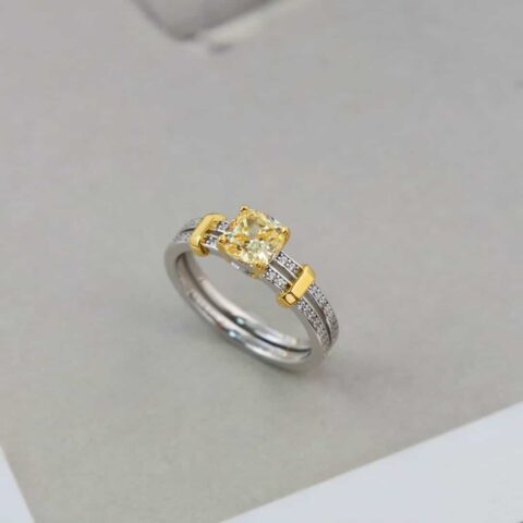 新款☑️TIFFANY&Co.蒂芙尼分色方形黄钻戒指
